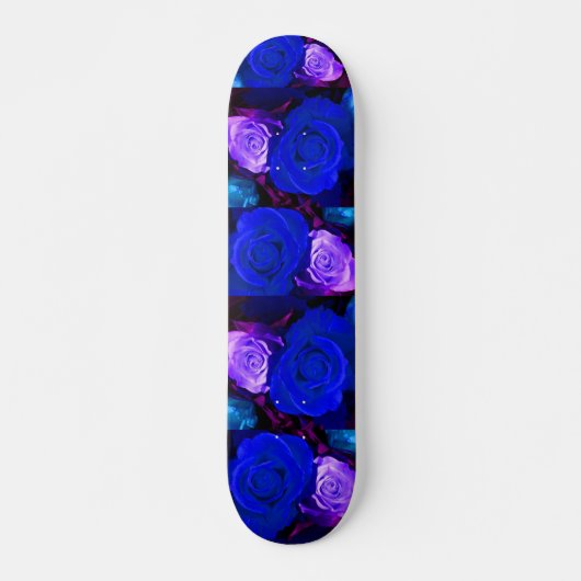 Blauw Paarse Rozen Skateboard -  (Voorkant)
