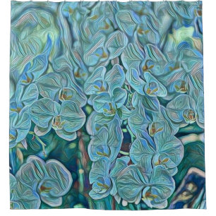 Blauw paarse schattige orchidee bloemen schilderij douchegordijn