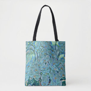 Blauw paarse schattige orchidee bloemen schilderij draagtas