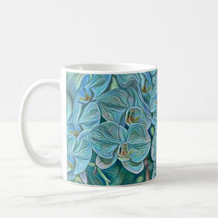 Blauw paarse schattige orchidee bloemen schilderij koffiemok