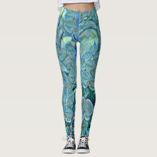 Blauw paarse schattige orchidee bloemen schilderij leggings