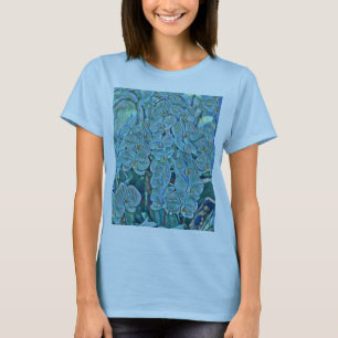 Blauw paarse schattige orchidee bloemen schilderij t-shirt