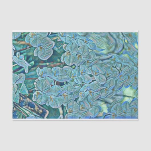 Blauw paarse schattige orchidee bloemen schilderij tissuepapier (Voorkant)