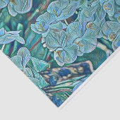 Blauw paarse schattige orchidee bloemen schilderij tissuepapier (Detail)