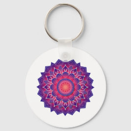 Blauw Paarse Traditionele Mandala Ontwerp Sleutelhanger