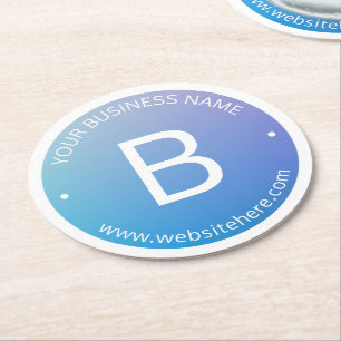 Blauw & Paarse Vervagende Ombre met Bewerkbare Tek Ronde Kartonnen Onderzetter