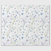 Blauw Paarse Wildflower Bloempatroon Cadeaupapier (Vlak)