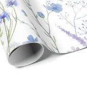 Blauw Paarse Wildflower Bloempatroon Cadeaupapier (Rol Hoek)