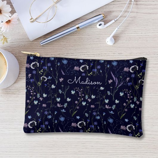 Blauw Paarse  Wildflower Bloempatroon Etui