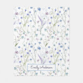 Blauw Paarse Wildflower Bloempatroon Fleece Deken (Voorkant)