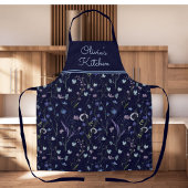 Blauw Paarse Wildflower Bloempatroon Schort