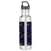 Blauw Paarse  Wildflower Bloempatroon Waterfles (Achterkant)