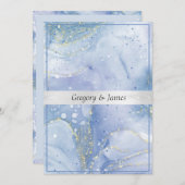Blauw Paarse Wit Elegant Waterverf Zilver Satijn Kaart (Voorkant / Achterkant)