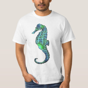 Blauw Paarse Zeeen paard in elke gewenste kleur T-shirt