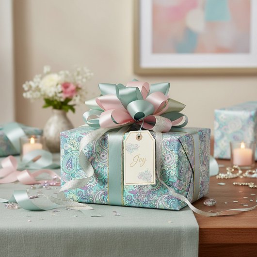  blauw paislestpapier cadeaupapier