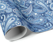 Blauw paisley inpakpapier (Rol Hoek)