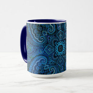 Blauw paisley nostalgie uitstraling mok
