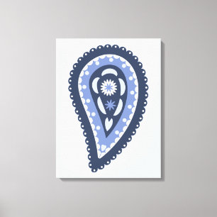 Blauw paisley patroon canvas afdruk