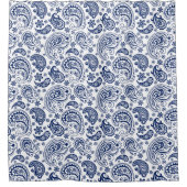 Blauw paisley patroon douchegordijn (Voorkant)