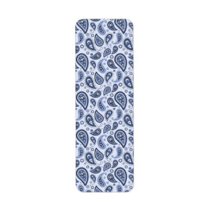 Blauw Paisley Patroon Etiket