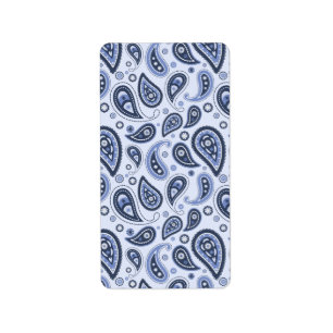 Blauw Paisley Patroon Etiket