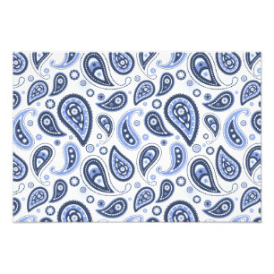Blauw Paisley Patroon Foto Afdruk