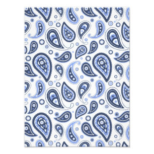 Blauw Paisley Patroon Foto Afdruk