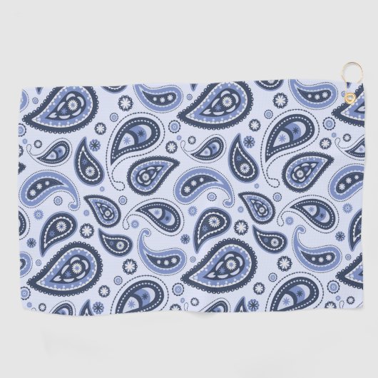 Blauw Paisley Patroon Golfhanddoek (Horizontaal)