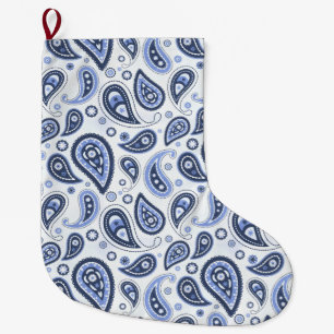 Blauw Paisley Patroon Grote Kerstsok