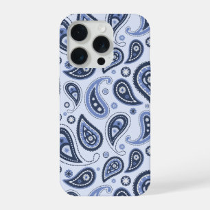 Blauw Paisley Patroon iPhone 15 Pro Hoesje
