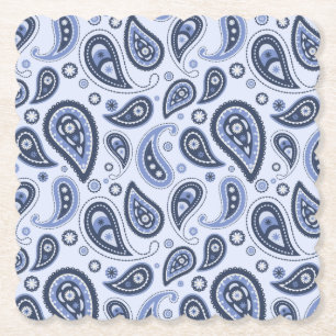 Blauw Paisley Patroon Kartonnen Onderzetters