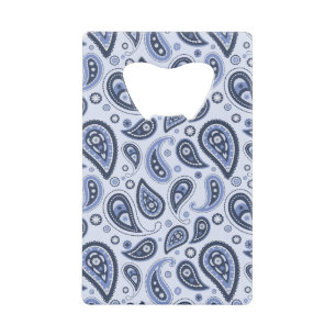 Blauw Paisley Patroon Kredietkaart Flessenopener