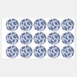 Blauw Paisley Patroon Labels