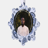 Blauw paisley patroon ornament kaart (Links)