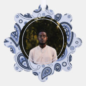 Blauw paisley patroon ornament kaart (Achterkant)