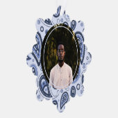 Blauw paisley patroon ornament kaart (Rechts)