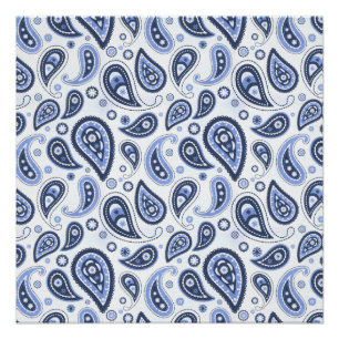 Blauw Paisley Patroon Perfect Poster
