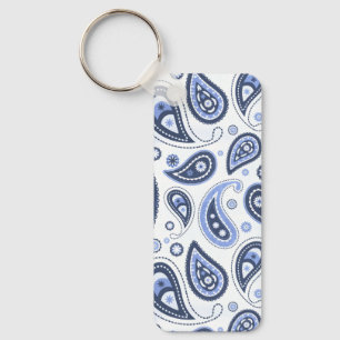 Blauw paisley patroon sleutelhanger