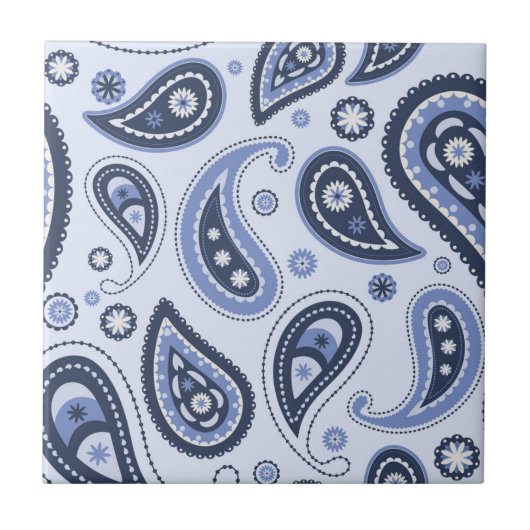 Blauw Paisley Patroon Tegeltje (Voorkant)