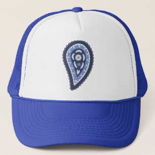 Blauw paisley patroon trucker pet