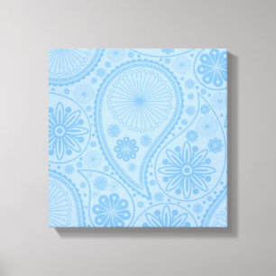 Blauw paisleypatroon canvas afdruk