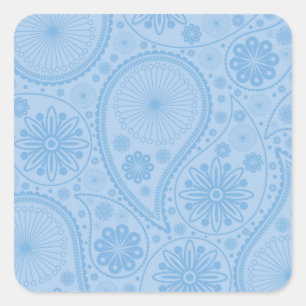Blauw paisleypatroon vierkante sticker