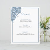 Blauw Palmhuwelijk 8.5x11 Dessert Menu (Staand voorkant)