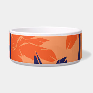 Blauw palmsilhouet, oranje achtergrond voerbakje