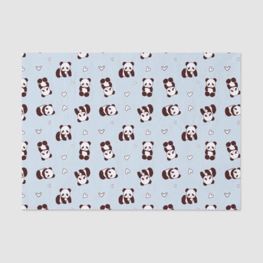 Blauw Panda Hart Weefsel Papier (Voorkant)