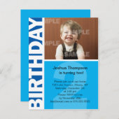 Blauw paneel 2e verjaardag Uitnodiging (Voorkant / Achterkant)