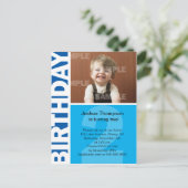 Blauw paneel 2e verjaardag Uitnodiging (Staand voorkant)