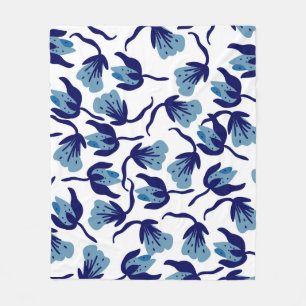 Blauw Pansy Floral: met de hand getekend naadloos. Fleece Deken