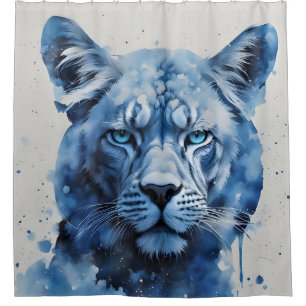 Blauw panter douchegordijn