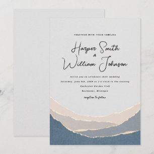 blauw papier bergt huwelijksuitnodiging kaart